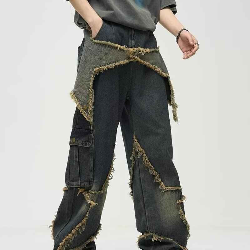 Retro Straight Loose Wide-leg Workwear Jeans For Men And Women MuddyStock