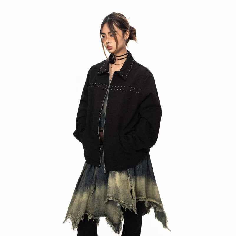 Decorative Rivets Female Trendy All-match Jacket Black MuddyStock
