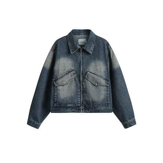 Polo Collar Japanese-style Retro Washed Denim Jacket For Men And Women MuddyStock