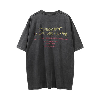 Printed Washed-out T-shirt For Men MuddyStock