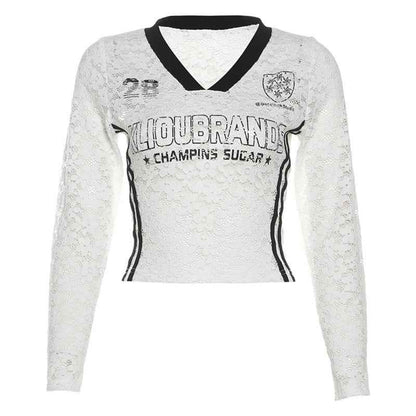 Slim Fit Midriff-baring Long Sleeve Top For Women White MuddyStock