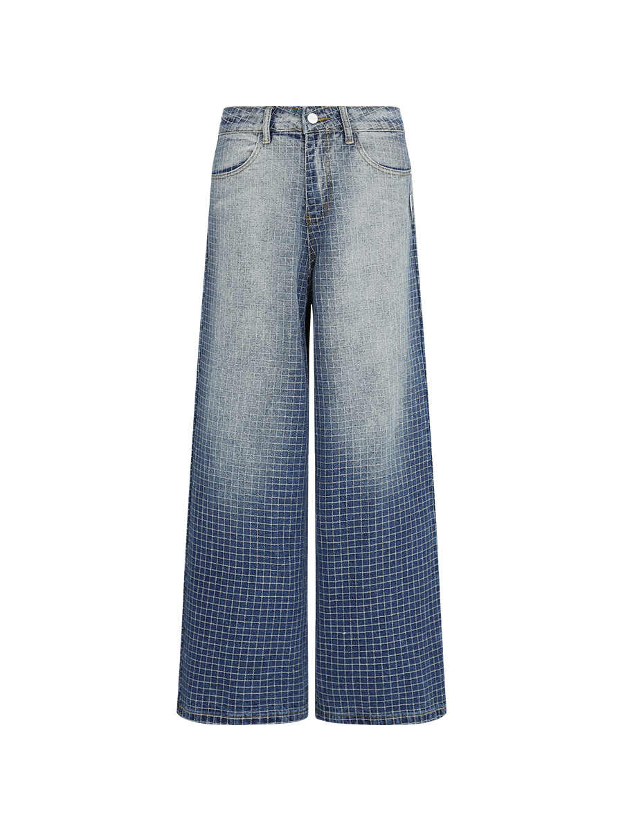 Gradient Blue Straight Jeans For Men And Women