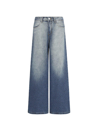 Gradient Blue Straight Jeans For Men And Women