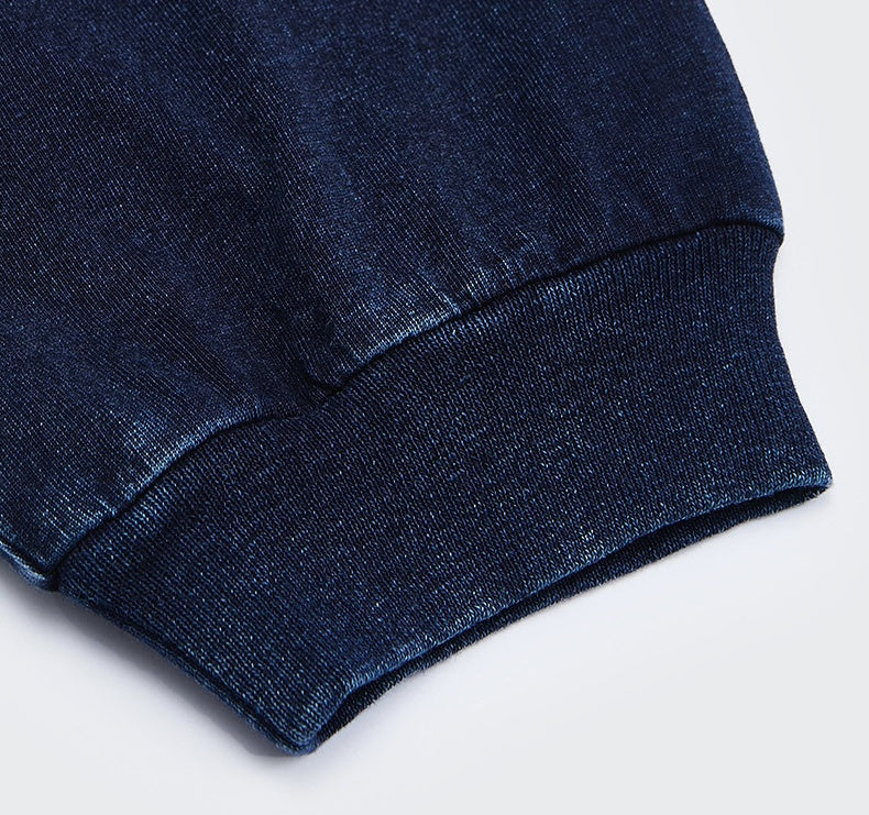 Men's Blue Dyed Knitted Denim Long Sleeve T-shirt MuddyStock null