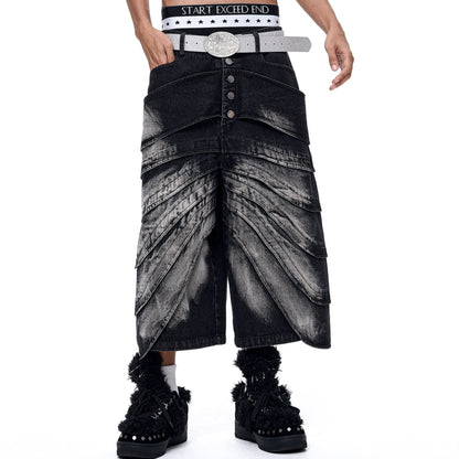 Men's Five-button Cropped Denim Jeans Black All Products