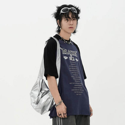 Letter Print Short-sleeve T-shirt Men MuddyStock
