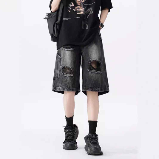 Ripped Denim Shorts For Men MuddyStock