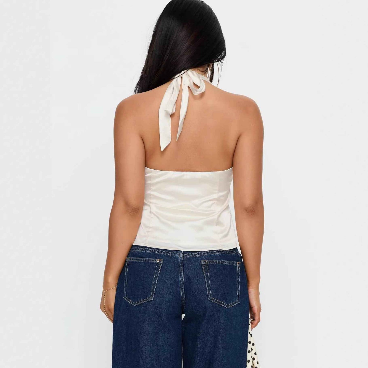 V-neck Backless Cinched-waist Women's Top