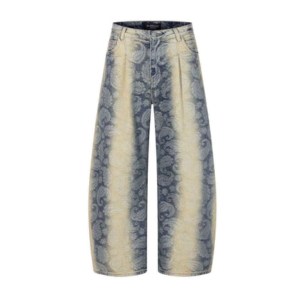 Men's Jacquard gradient washed denim jeans with curved edges | MuddyStock Originals