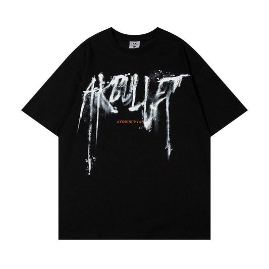 Abstract Graffiti Printed Loose T-shirt For Men And Women MuddyStock