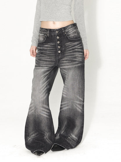 Retro Zipped Five Button Jeans For Men And Women