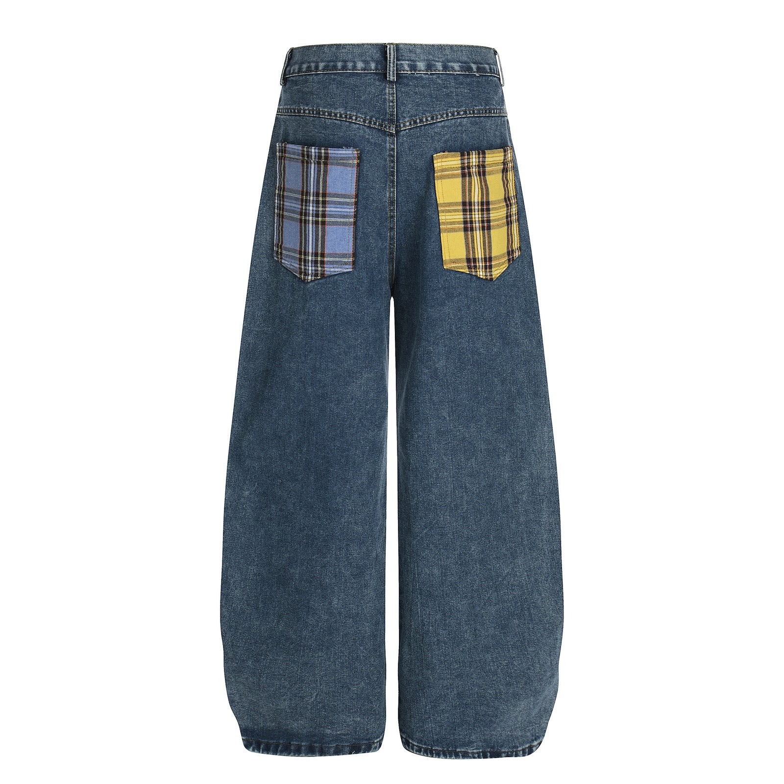 Plaid Patchwork Embroidered Denim Pants For Men And Women | MuddyStock Originals eprolo