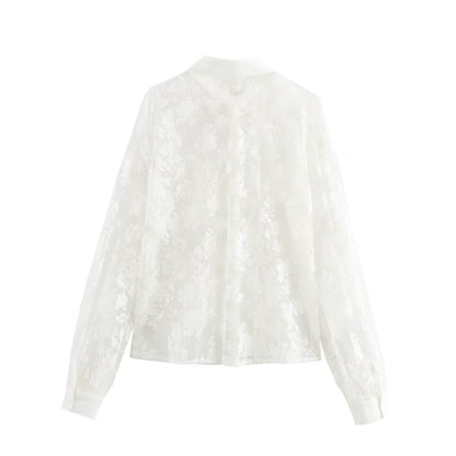 Flip collar see through loose and versatile shirt top for women | MuddyStock Originals MuddyStock