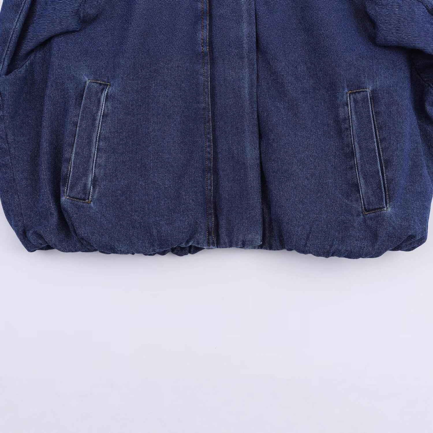 Casual stand collar long sleeved denim jacket for women | MuddyStock Originals MuddyStock