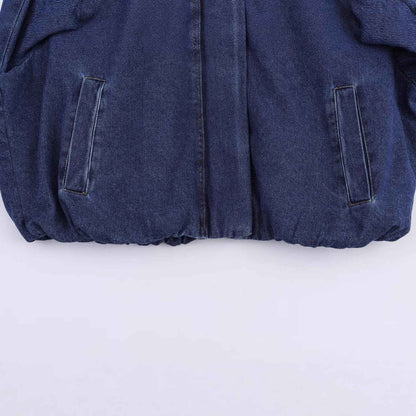 Casual stand collar long sleeved denim jacket for women | MuddyStock Originals MuddyStock