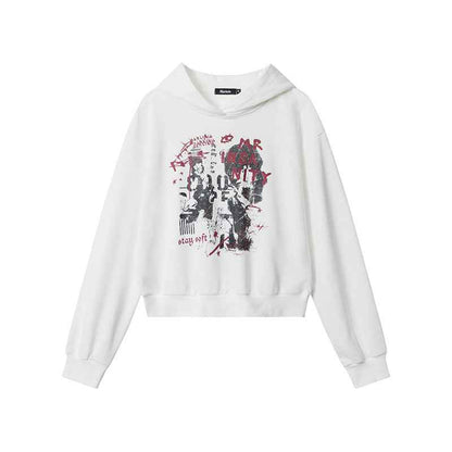Letter Printed Hoodie For Women White MuddyStock