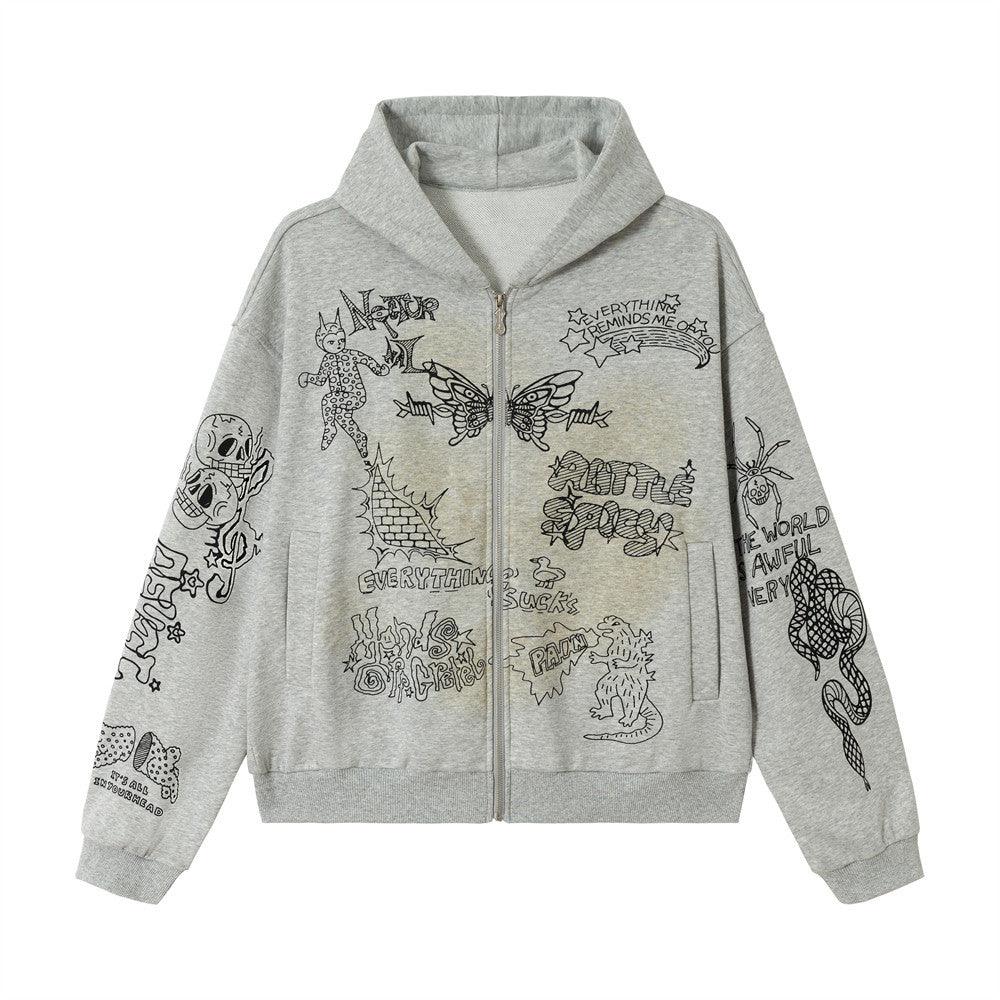 Abstract pattern dirty hoodie for women | MuddyStock Originals Gray