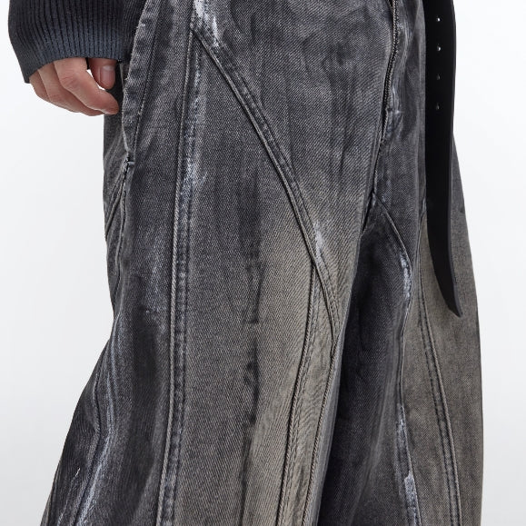 Heavy Retro Distressed Wide Leg Loose Jeans For Men