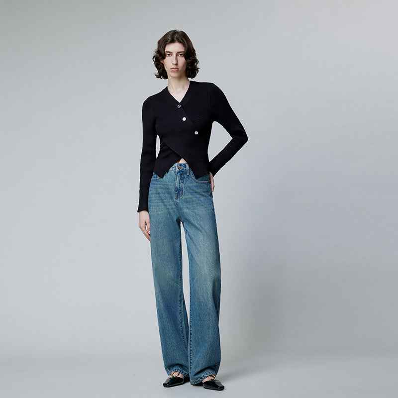 American Retro Jeans For Women Light Luxury Blue MuddyStock