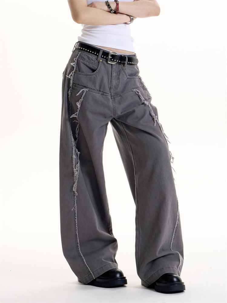 American Retro Style Deconstructive Design Jeans For Women