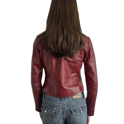 PU Leather Zipper Pocket Slim Fit Slimming Long Sleeves
