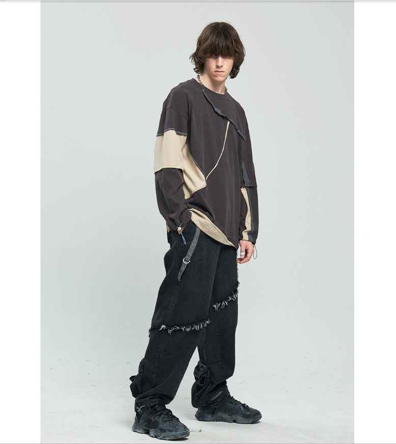Contrasting color long-sleeve hooded sweatshirt For Men MuddyStock