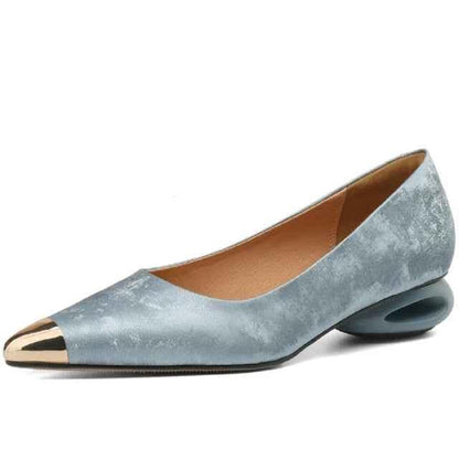 Women's Heels With MetalTexture Toe Design blue