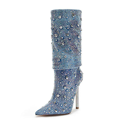 Pointy Heel Boots For Women Blue
