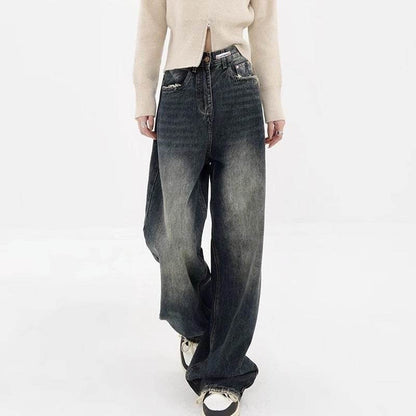 High Waist Wide Leg Jeans Large Size Women MuddyStock