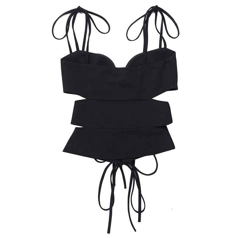 Tie Cut Out Camisole Casual Top MuddyStock