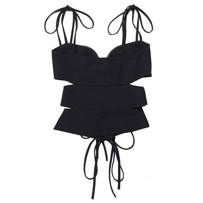 Tie Cut Out Camisole Casual Top MuddyStock