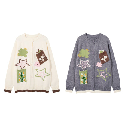 Pattern jacquard cardigan sweater for women | MuddyStock Originals