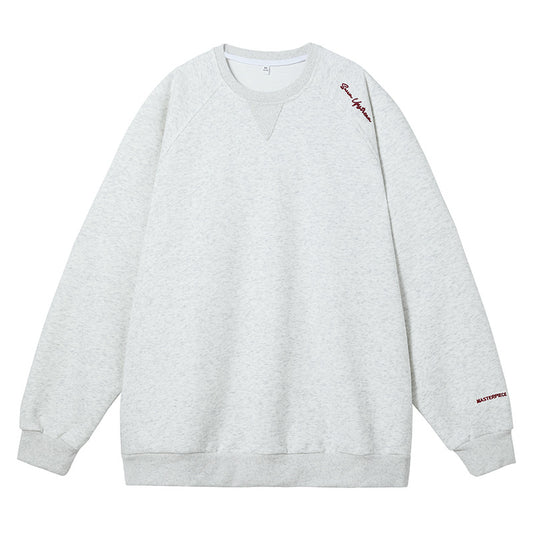 Round neck hoodie men's American letter embroidered | MuddyStock Originals White Gray MuddyStock