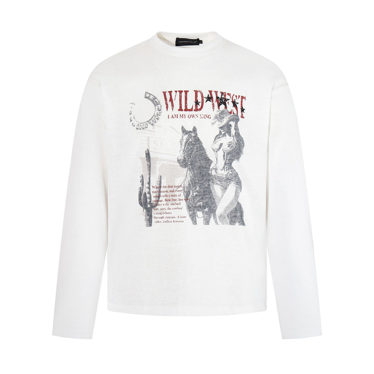 Western Cowboy Girl Printed Long Sleeve T-shirt For Men | MuddyStock Originals