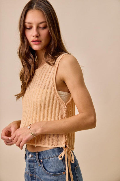 Low Gauge Pointelle Lightweight Sweater Tank Top