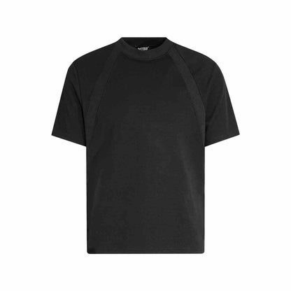 Shoulder Short-sleeved T-shirt Solid Color Small Neckline Stretch Top Black MuddyStock