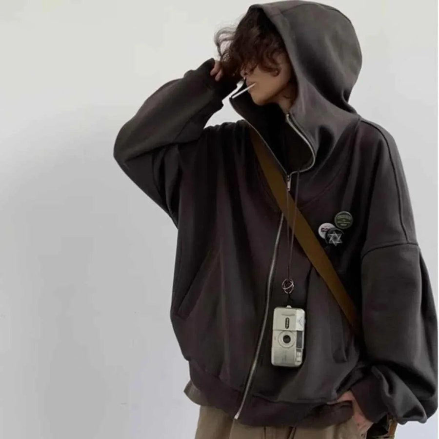 Outline Badge Hoodie For Men And Women