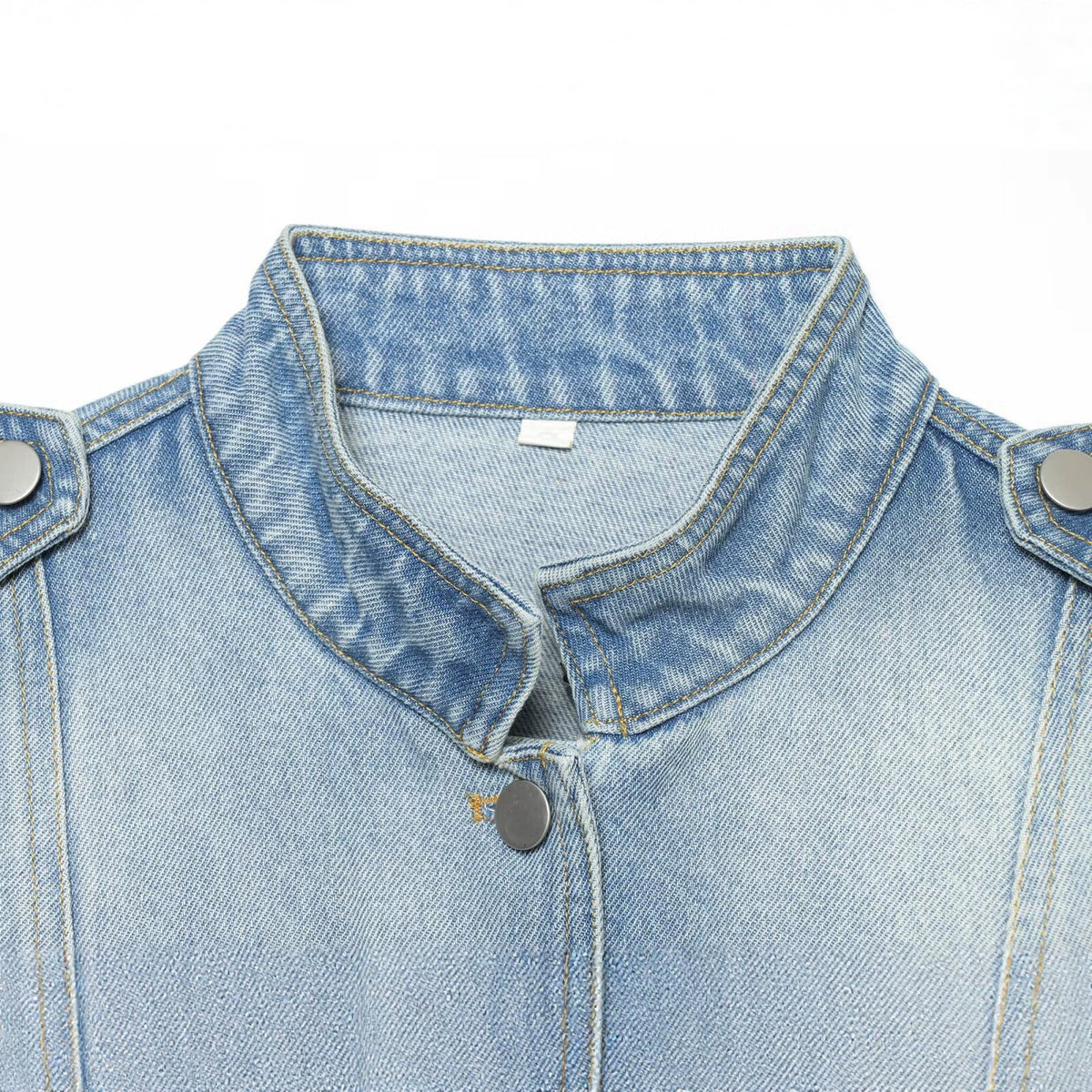 Button up stand collar denim jacket for women | MuddyStock Originals