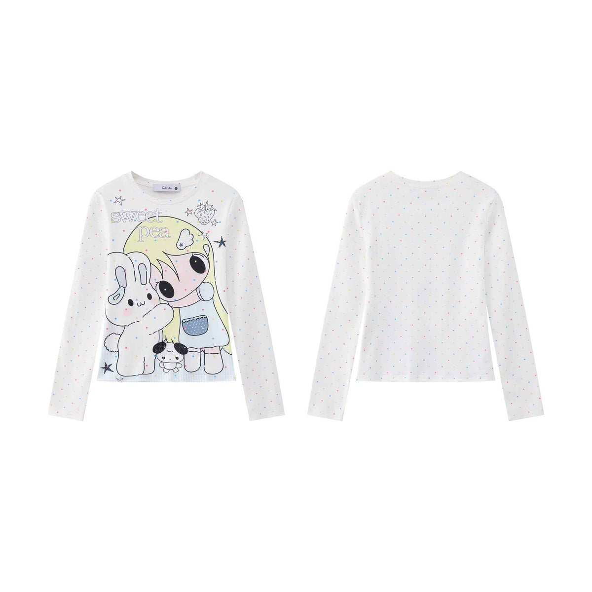 Slim Fit Long Sleeve T-Shirt with Cartoon Print For Women | MuddyStock Originals