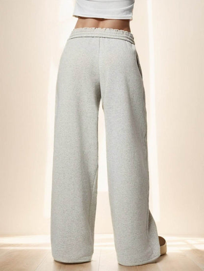 Autumn Winter New Thermal Lined Thick Casual Versatile High Waist Elastic Waist Loose Wide Leg Sweatpants MuddyStock