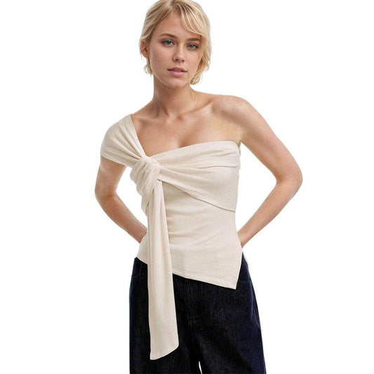 European and American women's temperament T-shirt off shoulder sleeveless top | MuddyStock Originals MuddyStock