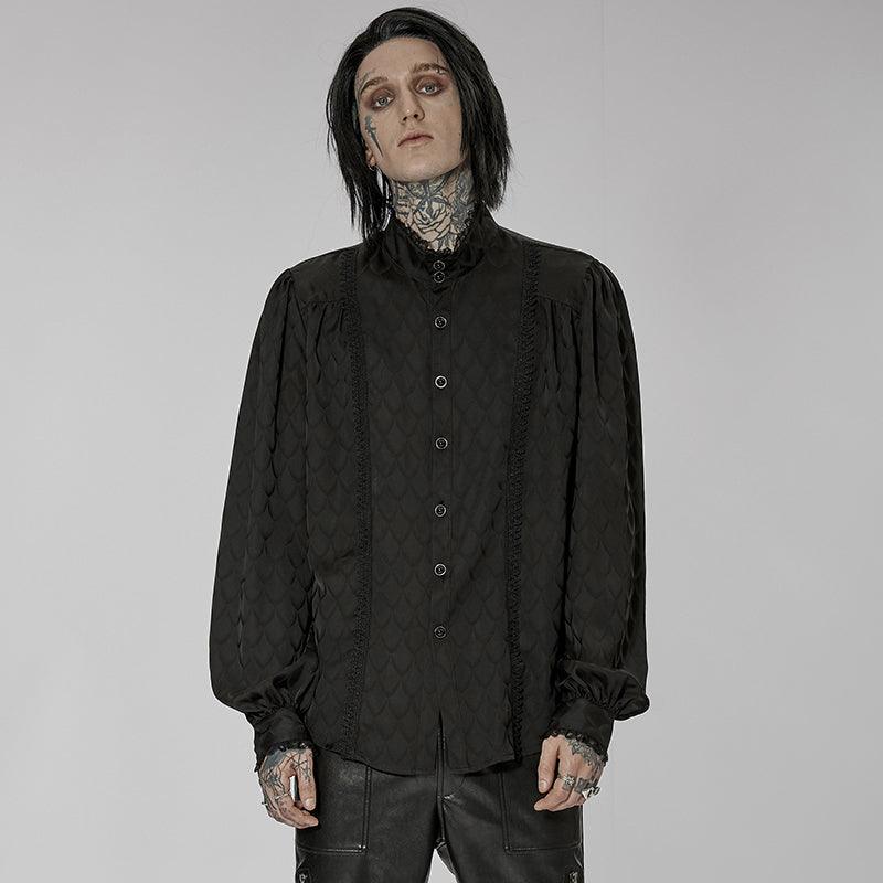 Men's Retro Noble Dress Stand Collar Long Sleeve Shirt