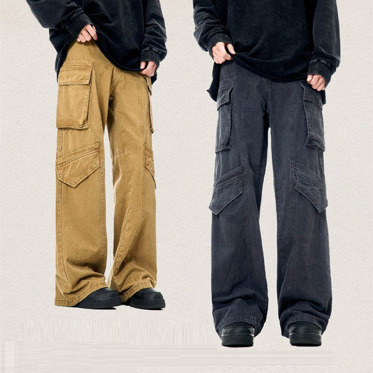 Casual Loose Straight Pu Wide-leg Trousers For Men And Women MuddyStock