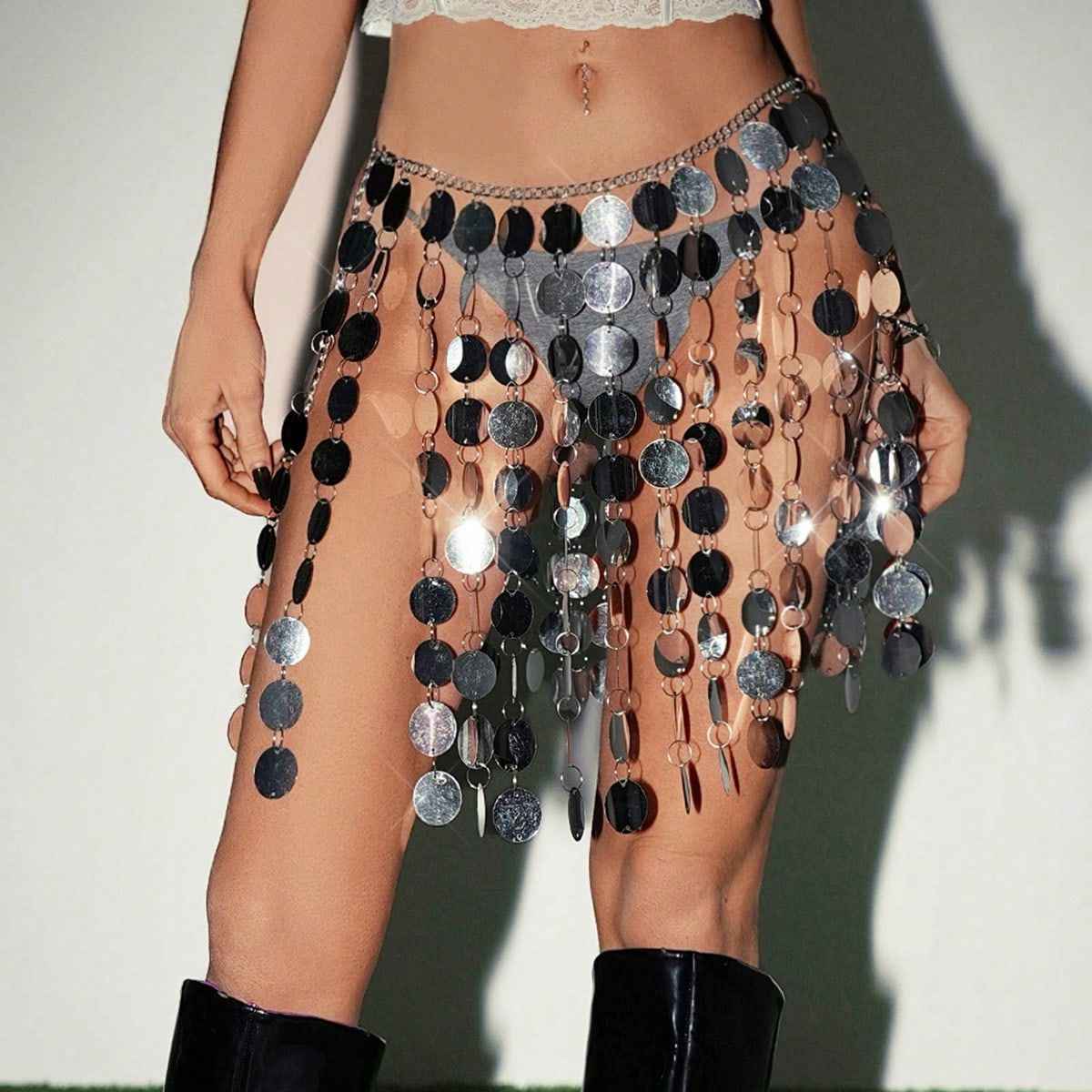 Geometric Sequin Skirt For Women All Products