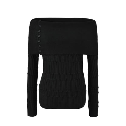 Apricot Off-Shoulder Knit Top Black