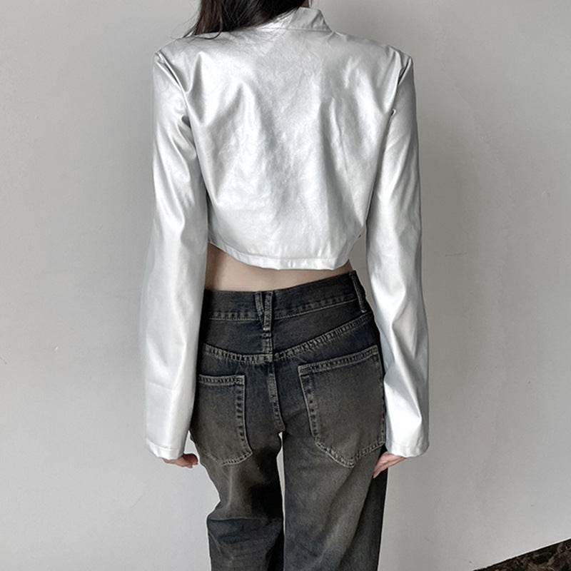 Zipper Short Leather Jacket For Women | MuddyStock Originals MuddyStock