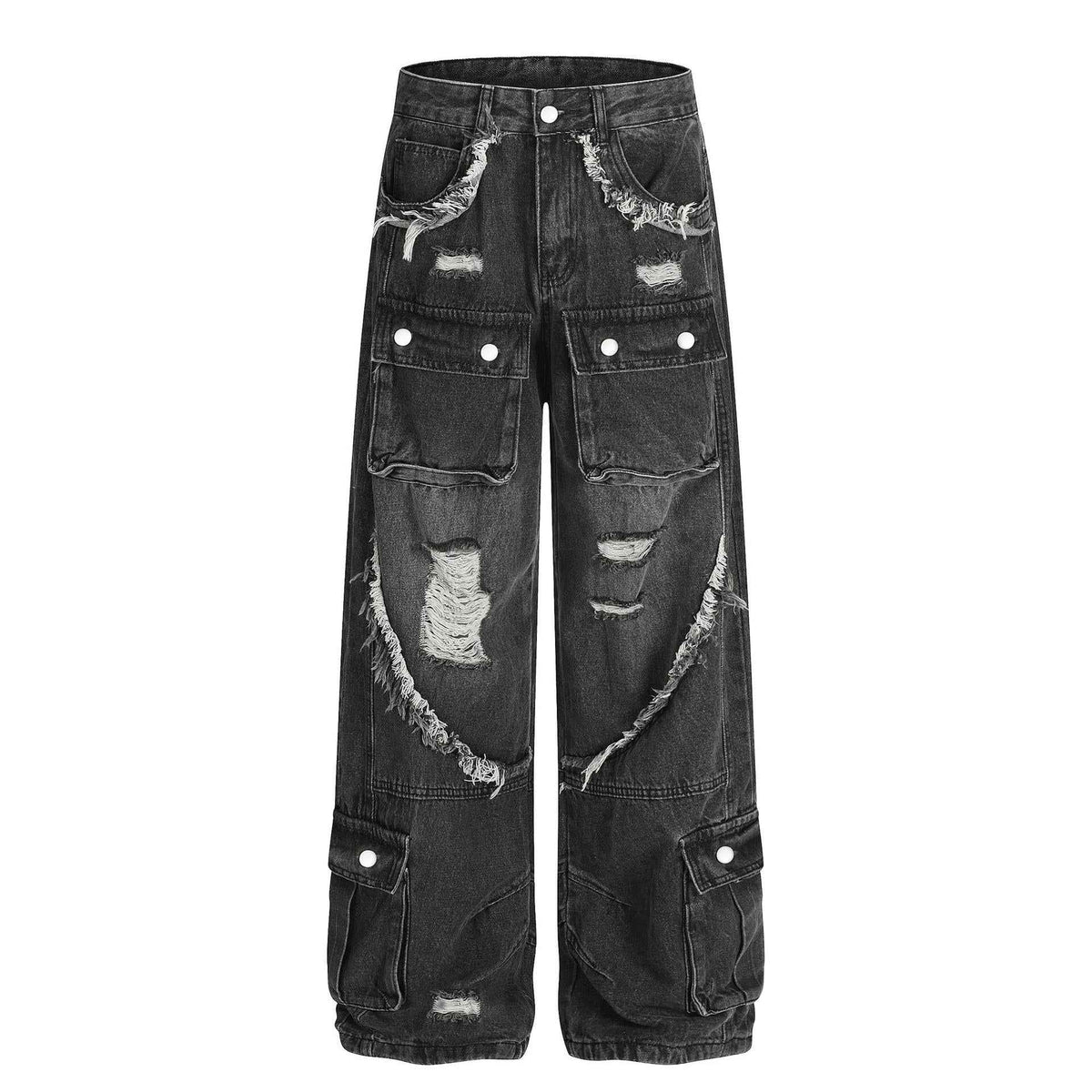 High street ripped rough edge workwear jeans for men | MuddyStock Originals Black