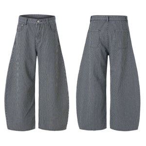 Retro Vertical Stripe Scimitar Loose Jeans For Men Black All Products
