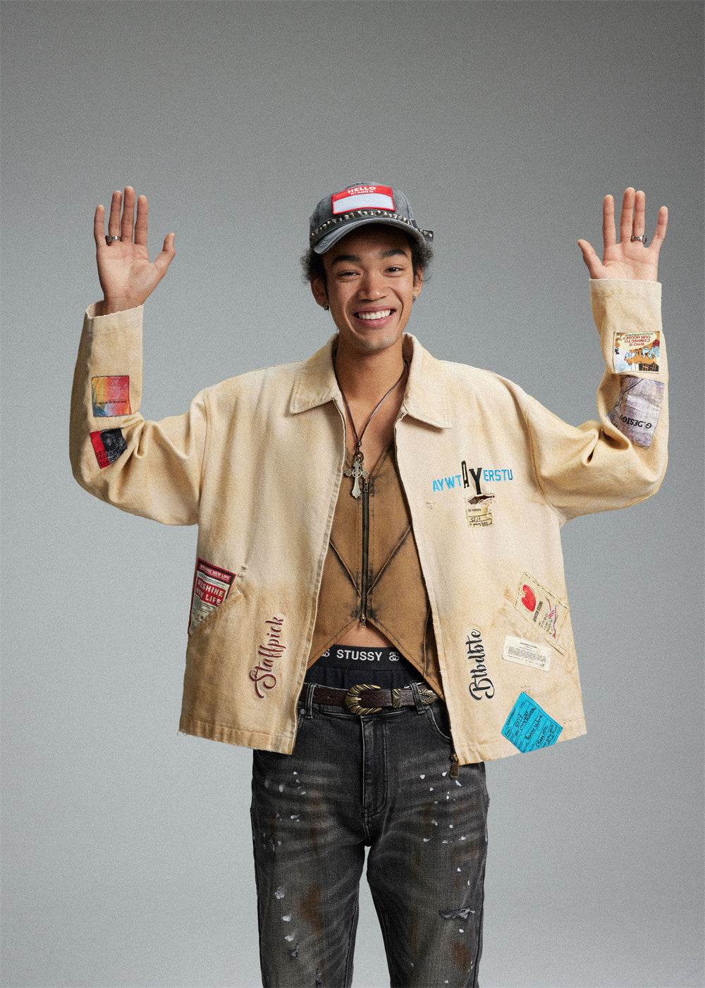 Embroidered Lapel Workwear Jacket For Men MuddyStock
