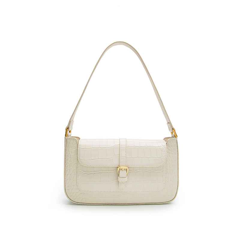 High-end Print Shoulder Bag For Women | MuddyStock Originals Milkshake white Large Crocodile pattern